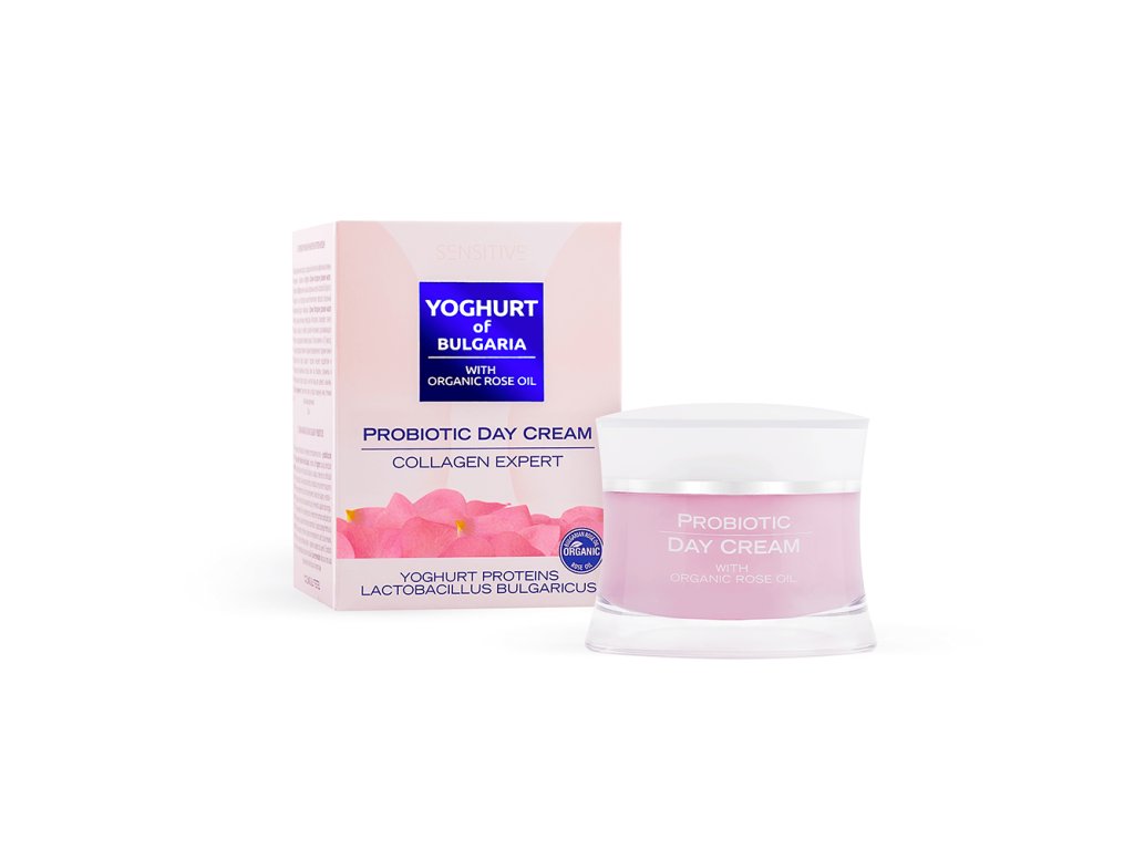 Denný pleťový krém s kolagénom probiotický s organickým ružovým olejom YOGHURT OF BULGARIA 50 ml krém