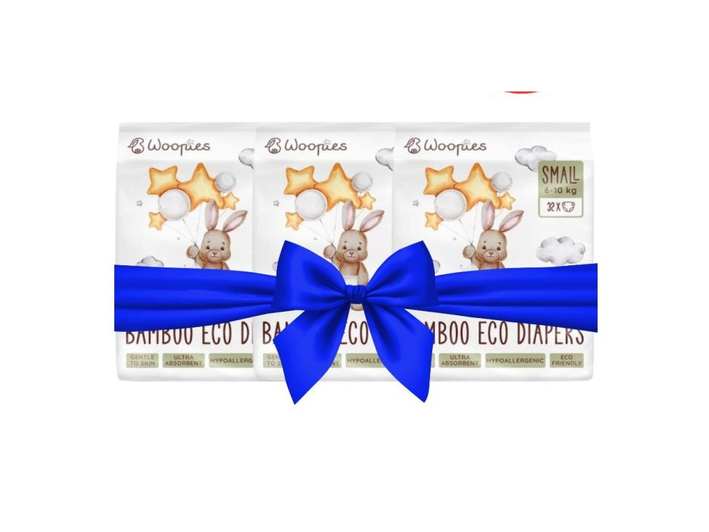 XL balenie Woopies detské EKO plienky SMALL (6-10kg) Wooden Spoon 3x32ks ECO CERT Cosmos Organic