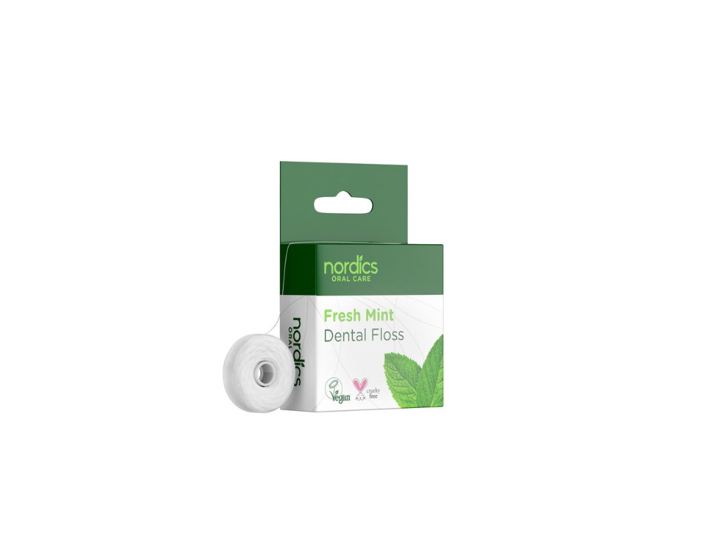 Dentálna niť Fresh Mint z kukuričného škrobu NORDICS 50 m ECO CERT Cosmos Organic
