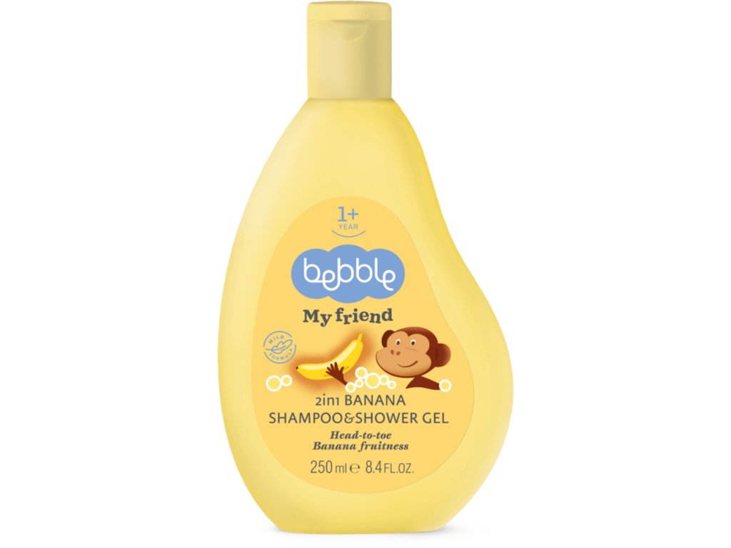 Detský šampón a sprchový gél 2v1 banán Bebble 250 ml tekutá