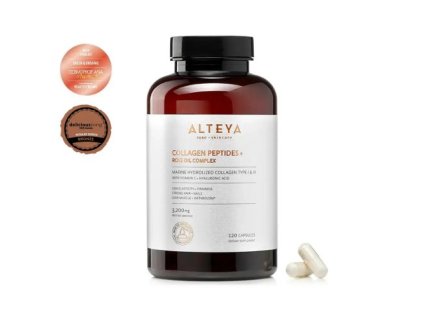 Kolagénové peptidy s komplexom z ružového oleja Alteya Organics 120 kapsúl GLUTEN free