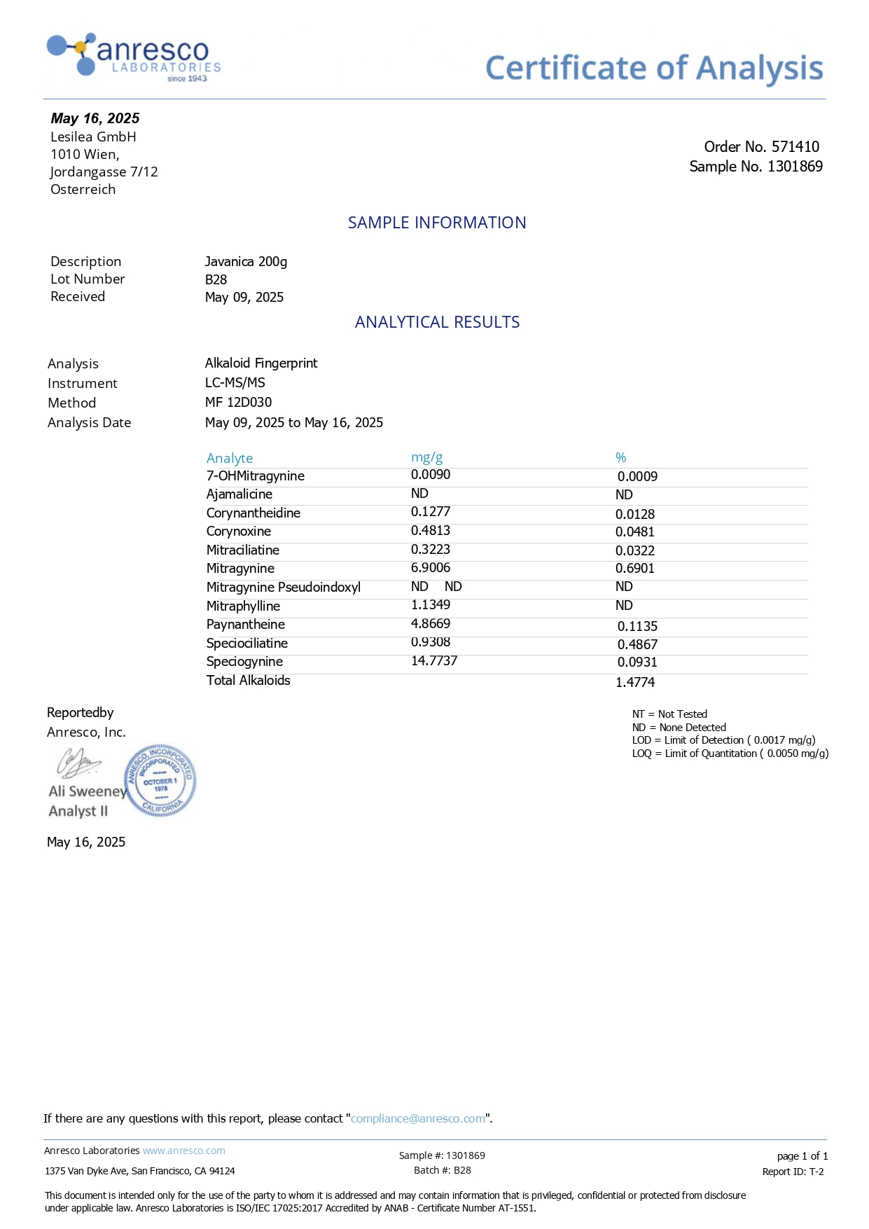 Javanica laboratóriumi jegyzőkönyv