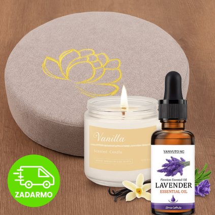Harmonická relaxačná sada pre dušu a telo – sviečka, olej, vankúš