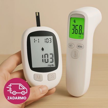 Presný zdravotný set digitálny glukomer a bezkontaktný teplomer