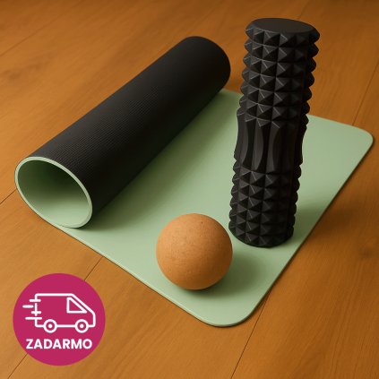 Výhodný balíček na jogu – Podložka na jogu + Penový valec + Masážna loptička zdarma