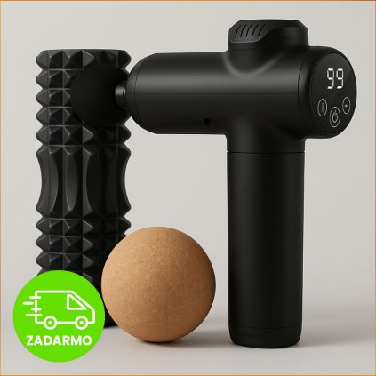 Výkonný regeneračný balíček – masážna pištoľ, valec a loptička