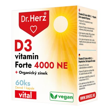 DR Herz Extra silný D3 vitamín + organický zinok kapsule
