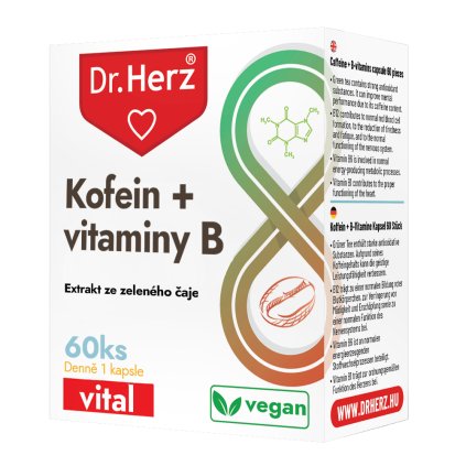 DR Herz Energetizujúci Kofeín + vitamíny B pre vitalitu a sústredenie