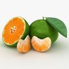 realistic green tangerine 3D model 0