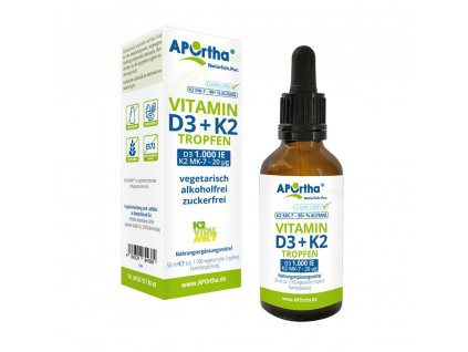 Aportha Vitamín D3 1 000 IU + vitamín K2VITAL® MK7 20 µg na kapku