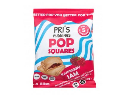 PRI'S PUDDINGS Pop Squares taštičky s malinovým džemem | Natureforlife.cz