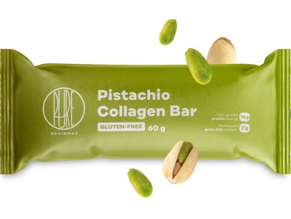 BrainMax Pure Pistachio Collagen Bar, Kolagenová tyčinka, příchuť pistácie | Natureforlife.cz