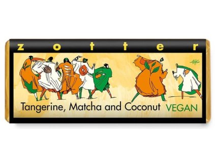Zotter Bio plněná hořká čokoláda Mandarinky matcha | natureforlife.cz