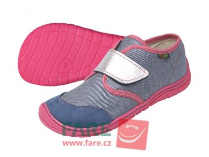 Obuv Fare bare 5211461 plátěné jeans/růžová (Barva růžová, Velikost boty 31)