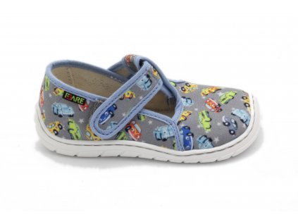 Bačkůrky Fare 5102463 barefoot šedá/auta (Barva šedá, Velikost boty 23)