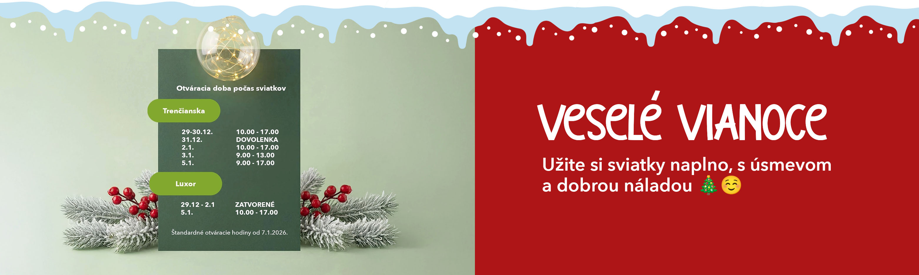 Vianoce - Otvaracie hodiny