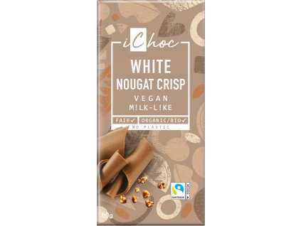 ichoc čokoláda vegan biely nugát s orieškami 80 g BIO.webp