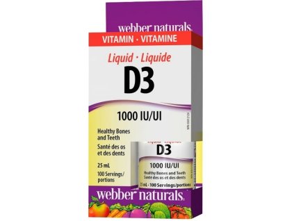 Vitamín D3 1000 IU, Webber Naturals, 25 ml