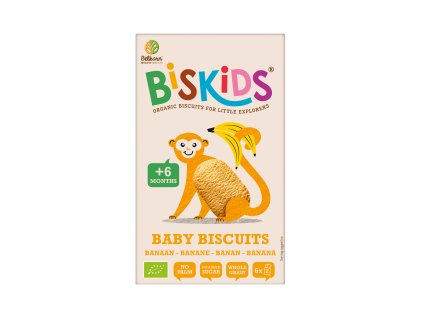 Sušenky celozrnné s banánem bez přidaného cukru dětské 6M+ 120 g BIO BISKIDS