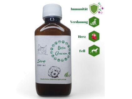 Beta-Glucan Sirup für Hunde und Katzen – natürliche Immununterstützung, 250 ml Flasche
