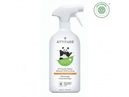 Attitude Univerzální čistič s vůní citronové kůry s rozprašovačem 800 ml