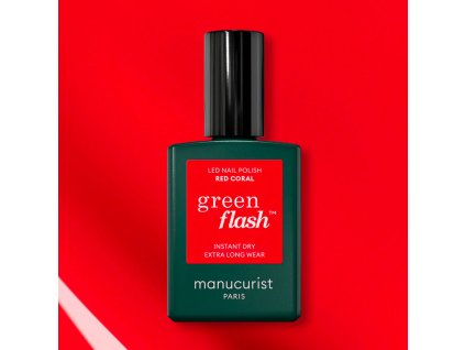 Manucurist Green Flash LED gel na nehty 15 ml RED CORAL
