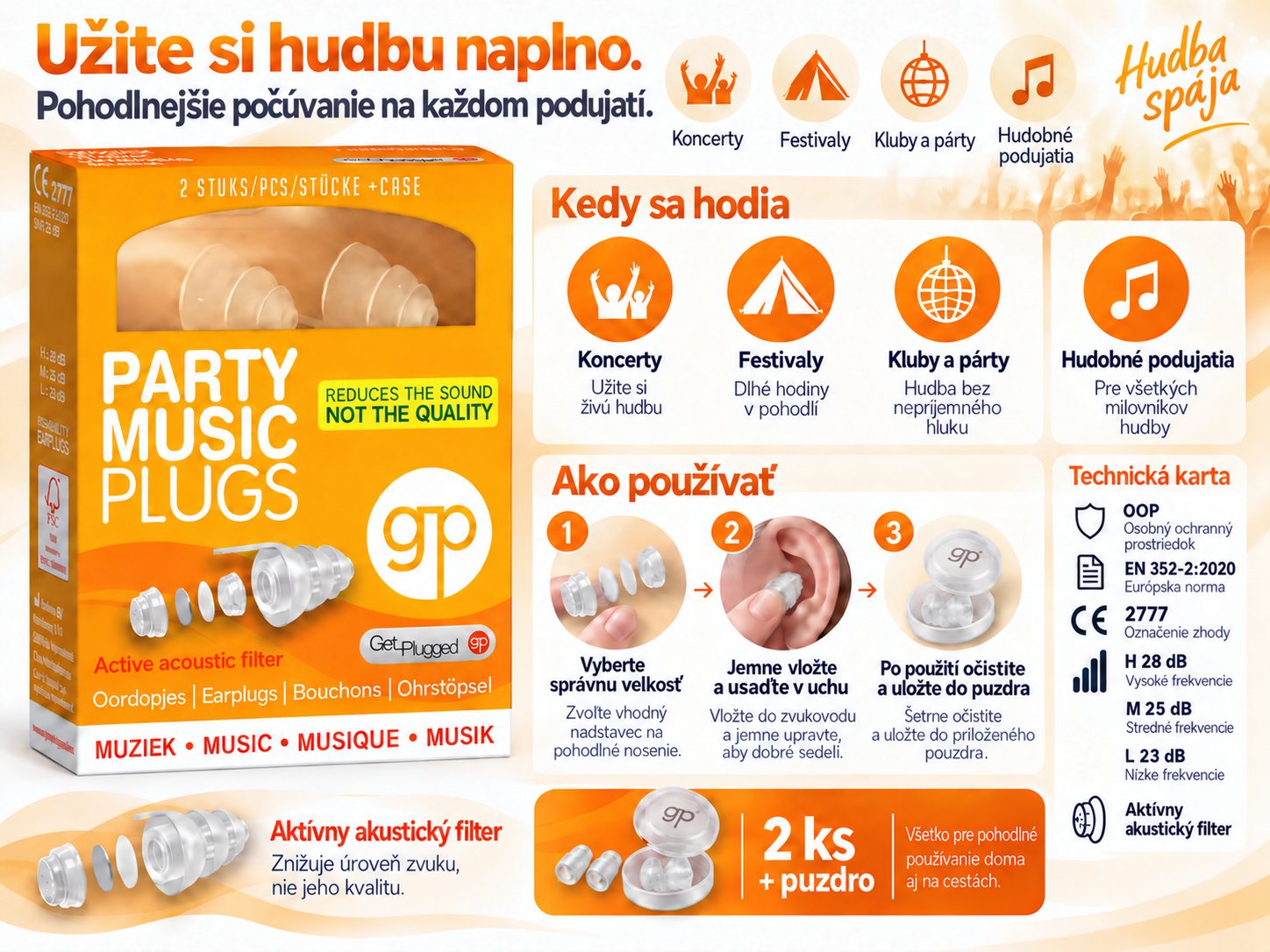 Slovenský obrázkový návod Get Plugged Party Music Plugs