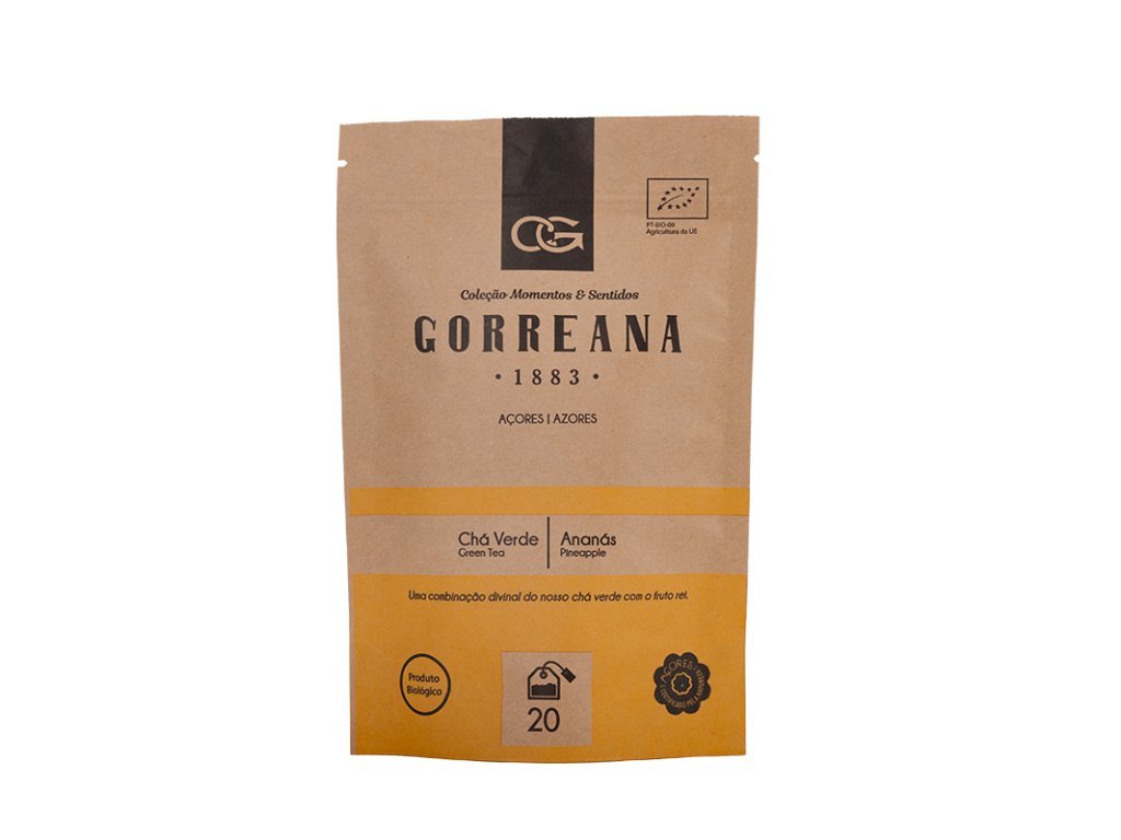 Gorreana Zelený porcovaný azorský čaj s kousky ananasu 20 ks