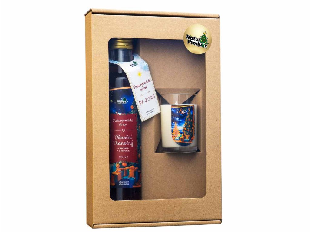 Naturprodukt Vánoční sirup PF 2026 & Svíčka s vůní perníčku