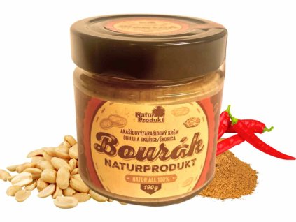 Arašídový krém Bourák Naturprodukt, chilli, skořice