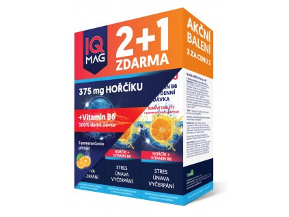 IQ Mag hořčík + B6 pomeranč šumivé tablety 2+1 1 sada