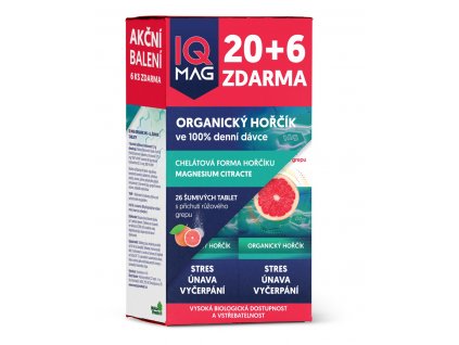 IQ Mag ORGANIC Mg+B6 šum.tbl 20+6 26 tbl