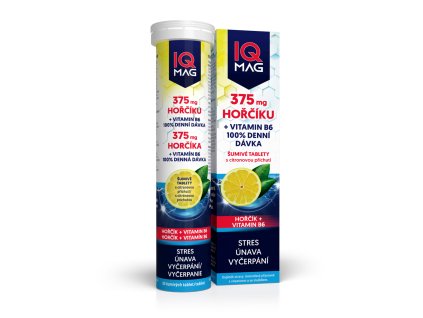 IQ Mag hořčík| magnesium 375 mg + B6. šumivé. citron příchuť