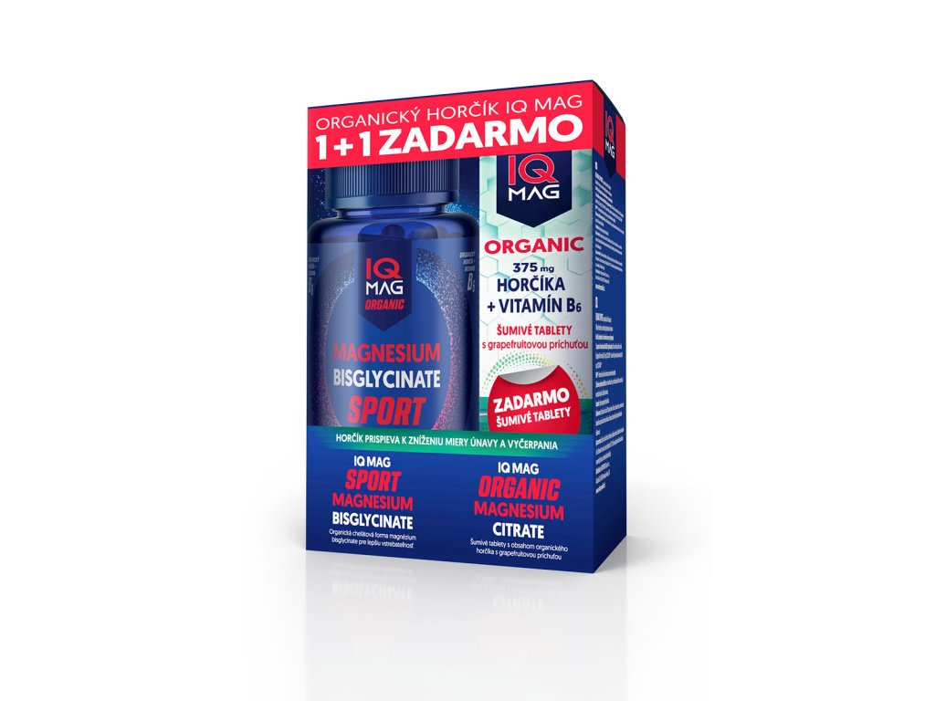 IQ Mag 1+1 SPORT organický horčík bisglycinát + B6