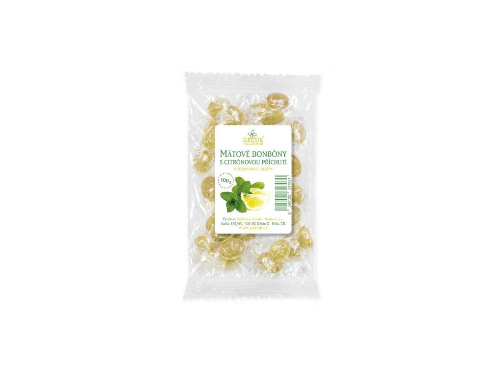 Mátové bonbóny s citrónovou příchutí 100 g GREŠÍK
