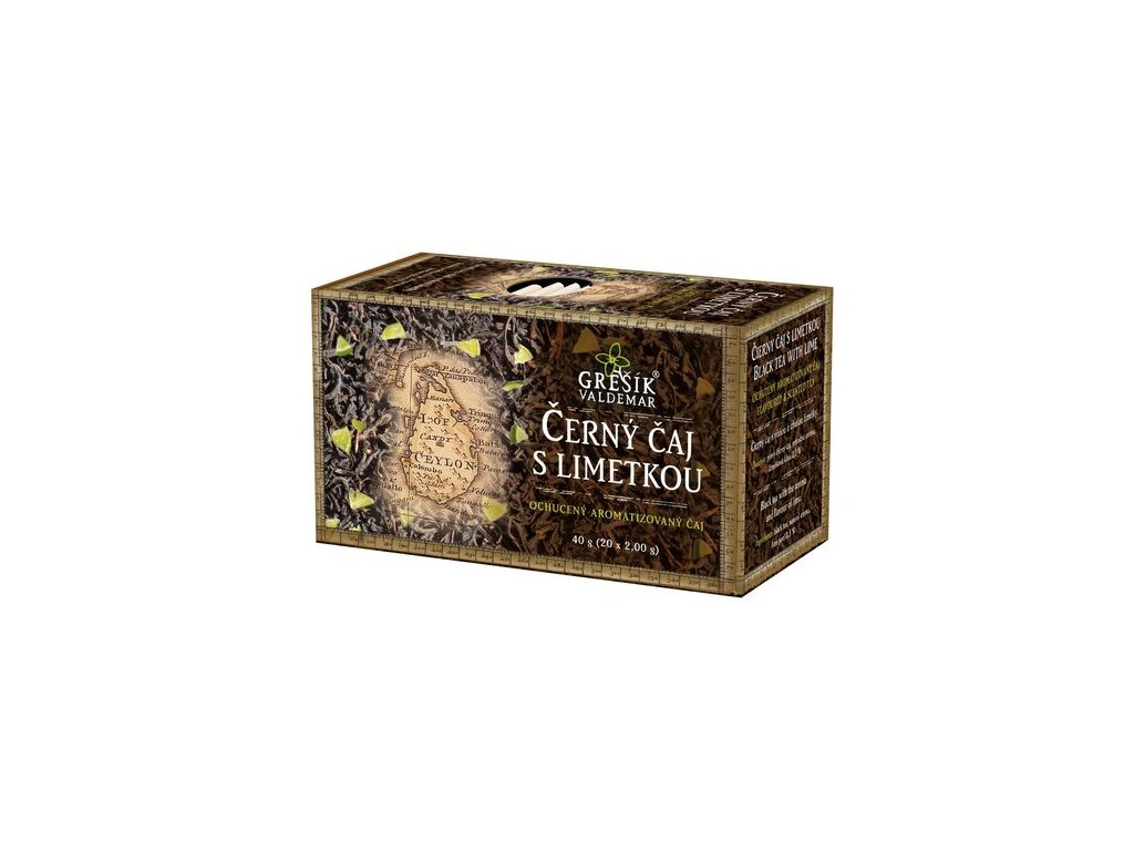 Černý čaj s limetkou 20 n.s. přebal GREŠÍK Černý čaj
