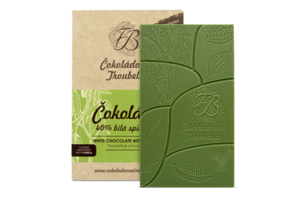 Čokoládovna Troubelice Čokoláda bílá 40% se spirulinou, 45 g - EDICIÓN NUEVA