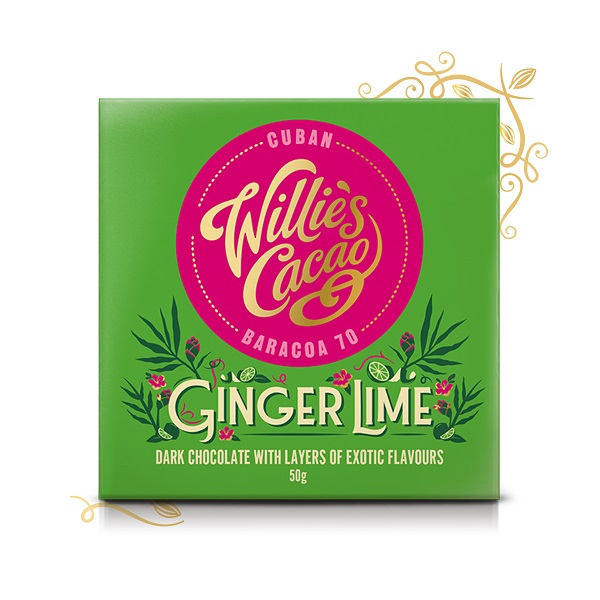 Willies Cacao Willie's Cacao Čokoláda Ginger Lime hořká se zázvorem a limetkou 70%, 50g