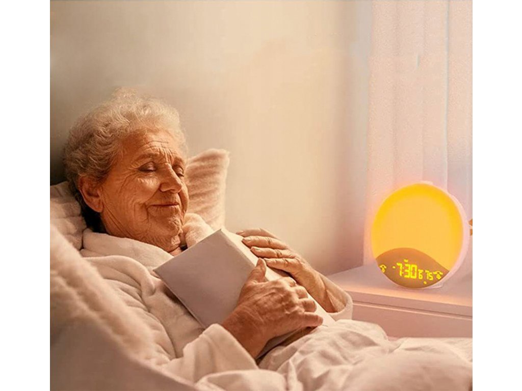 multifunkční budík s efektem zapadajícího slunce