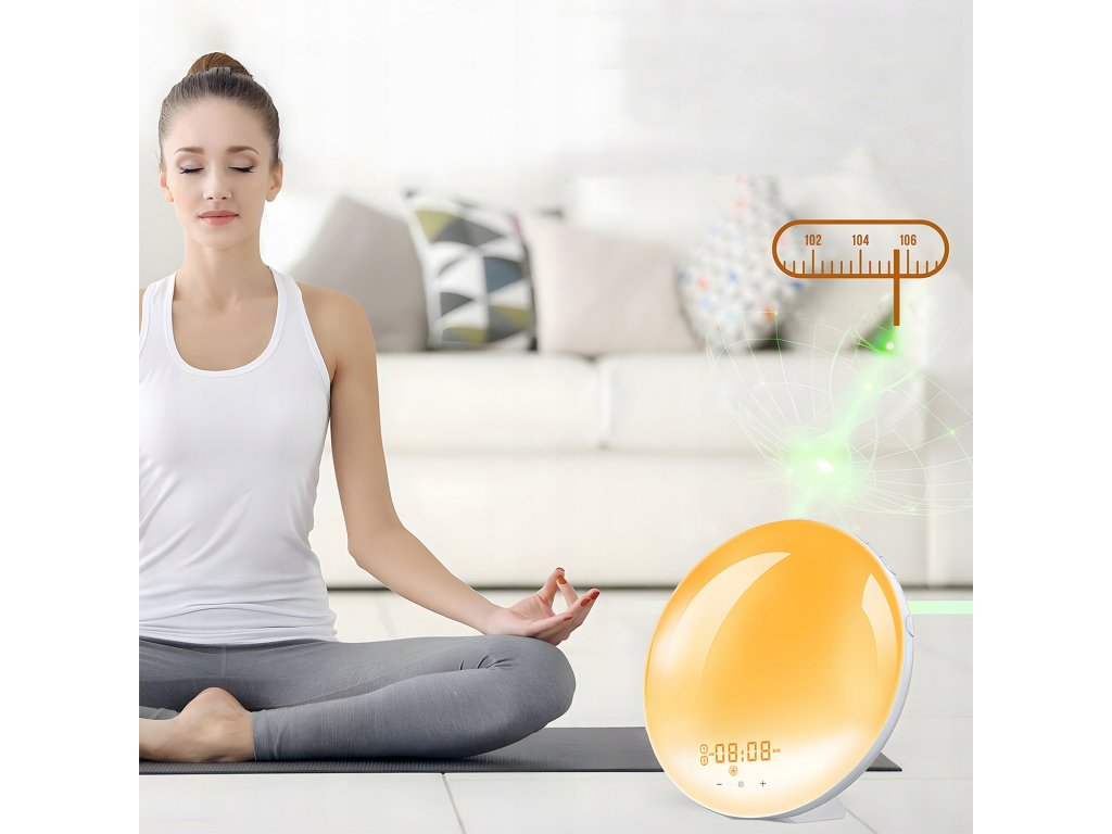 speciální multifunkční budík s efektem zapadajícího slunce