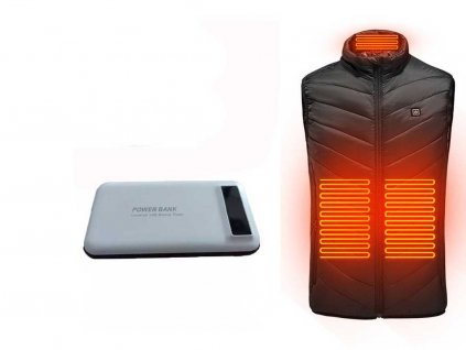 Balíček Vynikajúca elektrická hrejivá vesta + powerbanka (Veľkosť čierno-červená M)