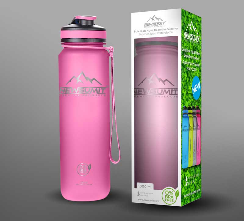 Prémiová športová fľaša na vodu Veľkosť a farba: ružová - 1000ml