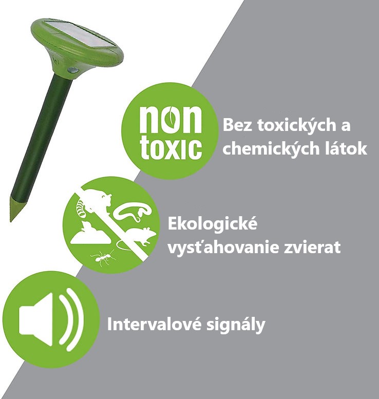 Výkonný odpudzovač krtkov a hrabošov s modrým LED svetlom