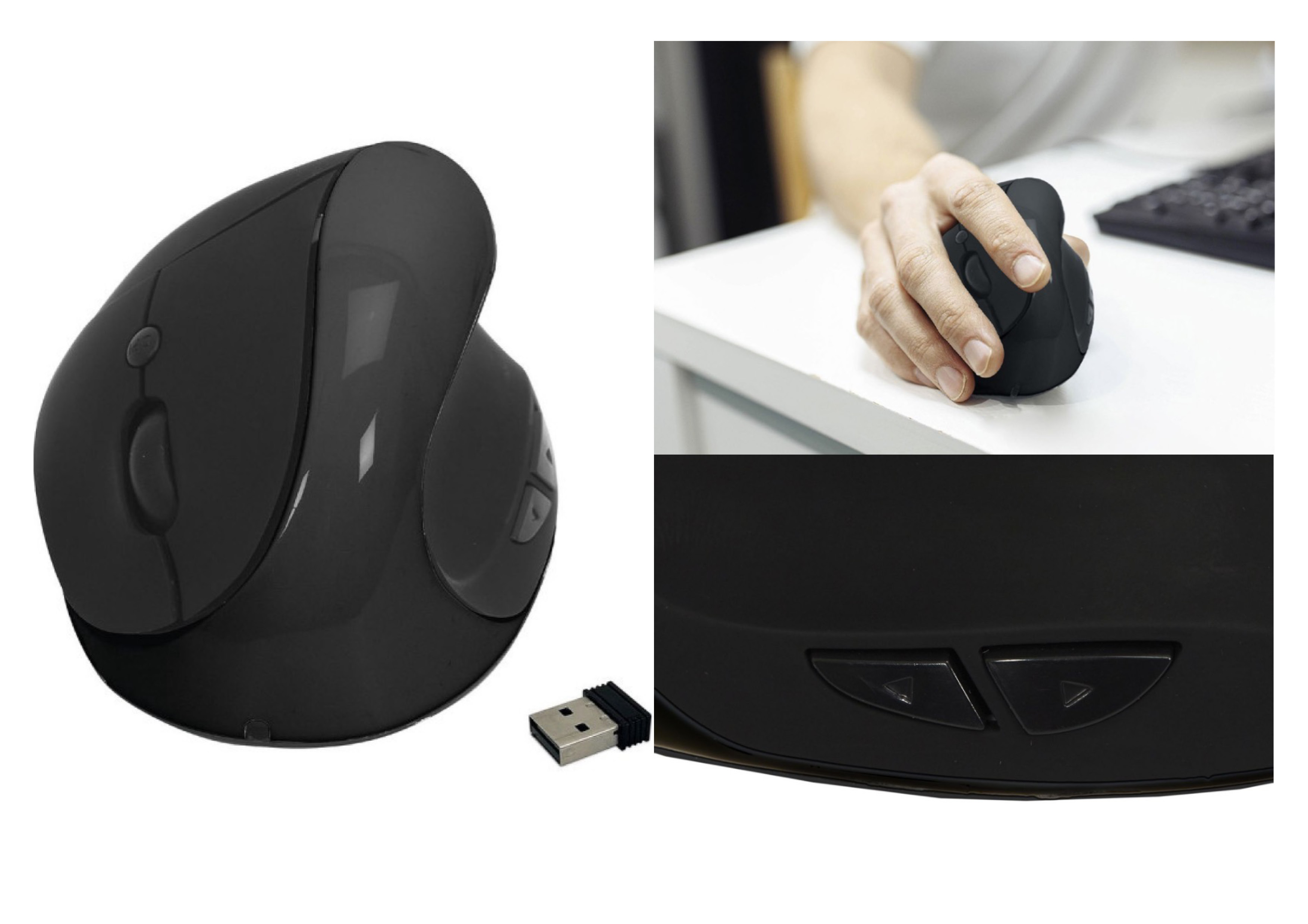 Účinná ergonomická vertikálna bezdrôtová myš