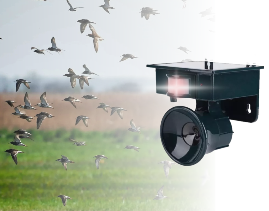 Účinný ultrazvukový plašič vtákov - solárny 5000m2