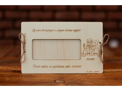Svatební dar - dřevěná obálka - milion