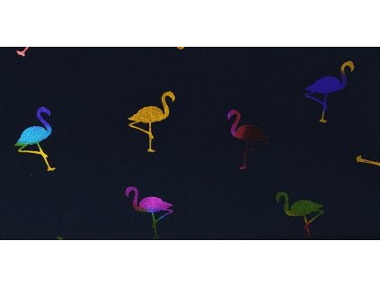 Softshell zimní lesklí Plameňáci na temně modré 1m