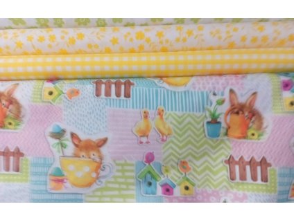 Plátno zajíčci kačenky Velikonoce