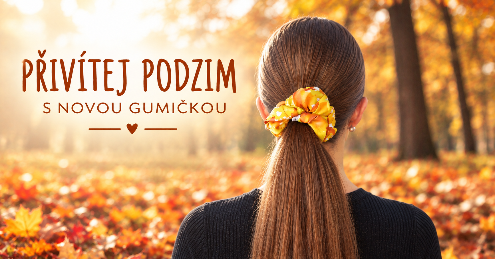 Gumička do vlasů podzimní listí