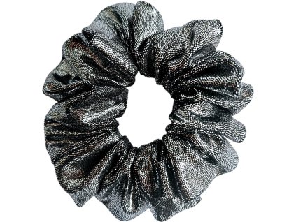 Trpytiva gumicka do vlasu s flitry cerno stribrna 01